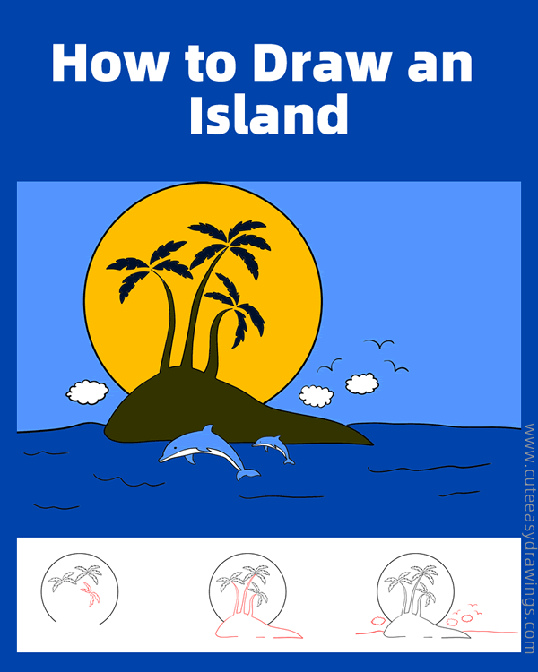 How to Draw an Island Step by Step - Cute Easy Drawings