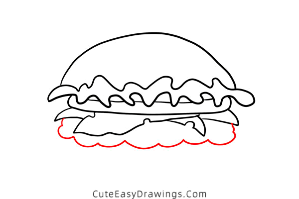 how to draw a hamburger - www.cuteeasydrawings.com