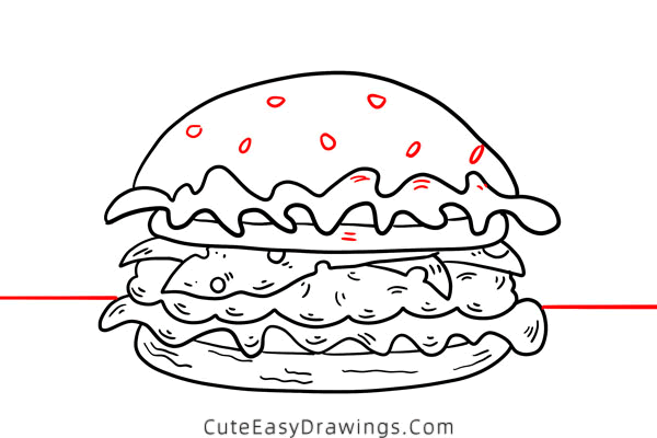 how to draw a hamburger - www.cuteeasydrawings.com