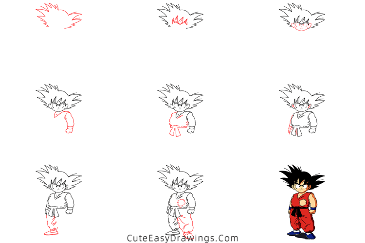how to draw son gohan - www.cuteeasydrawings.com