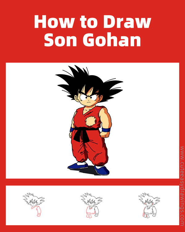 how to draw son gohan - www.cuteeasydrawings.com