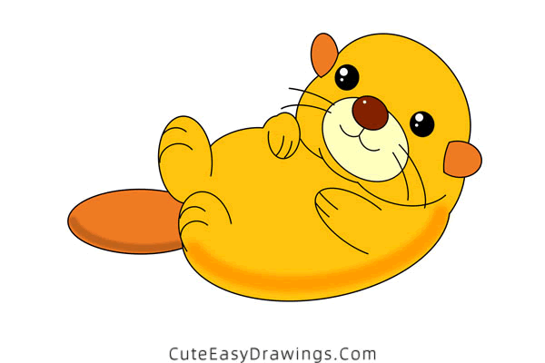 how to draw a sea otter - www.cuteeasydrawings.com