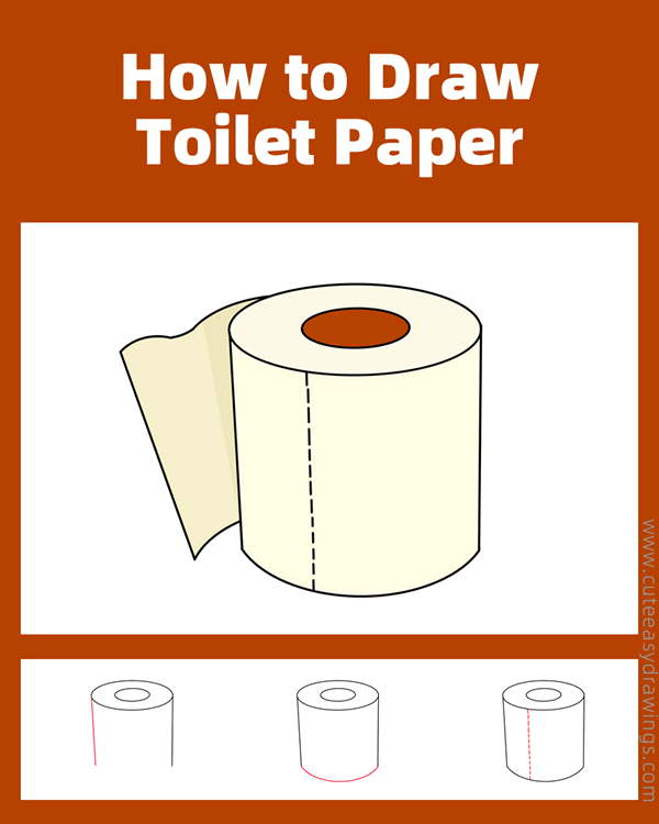 how to draw a toilet paper - www.cuteeasydrawings.com