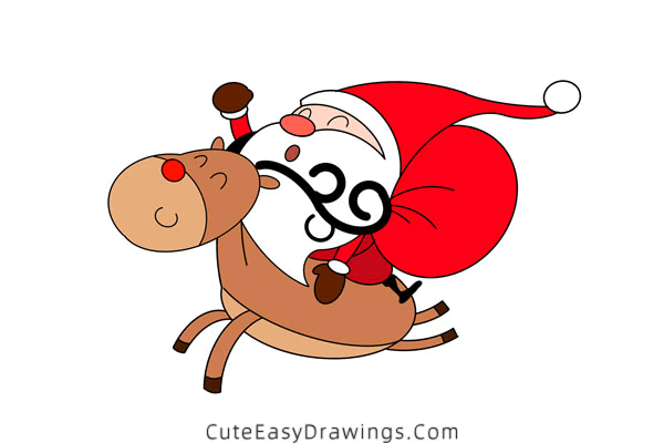 how to draw santa claus and rudolph - www.cuteeasydrawings.com