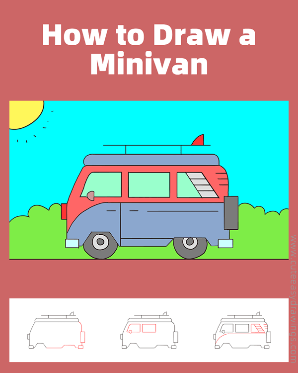 how to draw a van - www.cuteeasydrawings.com
