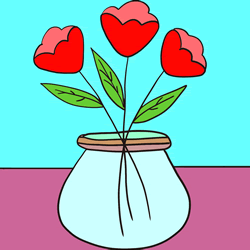 How to Draw Flowers in a Vase Step by Step