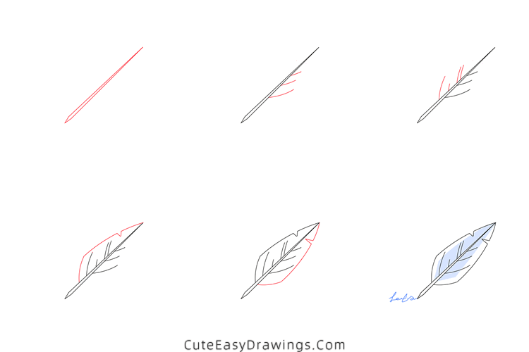how to draw a quill pen - www.cuteeasydrawings.com