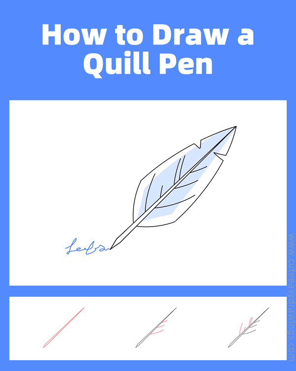 how to draw a quill pen - www.cuteeasydrawings.com