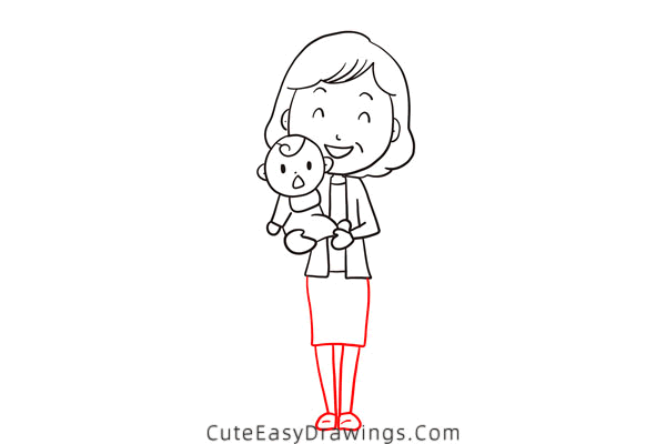 how to draw a mom and baby - www.cuteeasydrawings.com