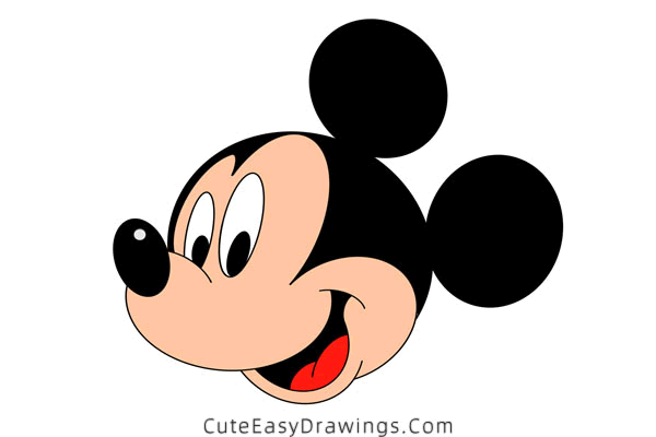 how to draw mickey mouse face - www.cuteeasydrawings.com