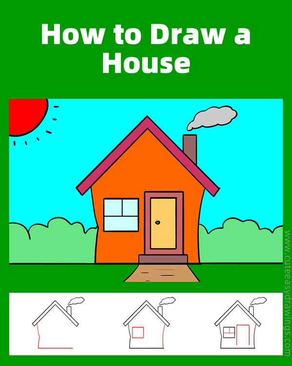 how to draw a small house - www.cuteeasydrawings.com