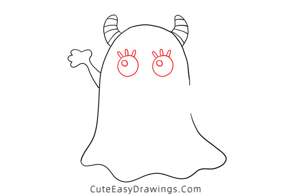 how to draw a monster with jack-o-lantern - www.cuteeasydrawings.com