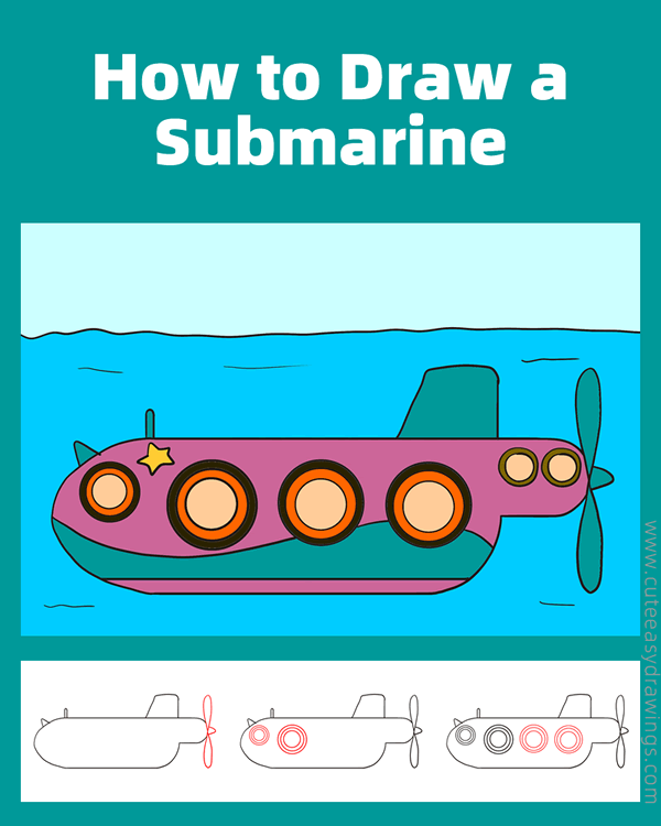 how to draw a submarine - www.cuteeasydrawings.com