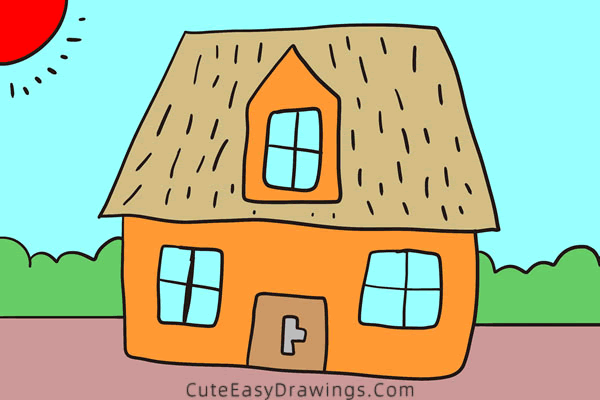 how to draw a cute house - www.cuteeasydrawings.com