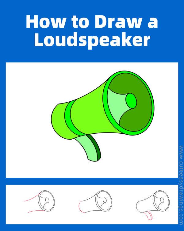 how to draw a loudspeaker - www.cuteeasydrawings.com