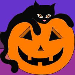 How to Draw a Black Cat and Jack-O'-Lantern Step by Step