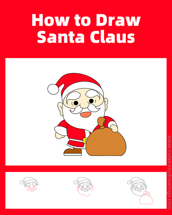how to draw santa claus and a sack - www.cuteeasydrawings.com