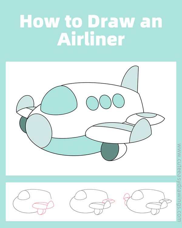 how to draw an airliner - www.cuteeasydrawings.com