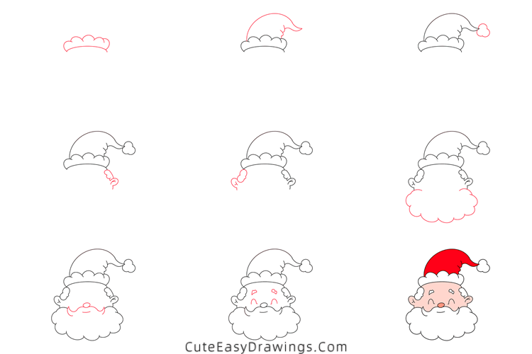 how to draw santa claus face - www.cuteeasydrawings.com