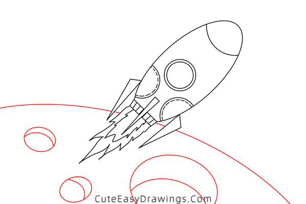 how to draw a rocket in space - www.cuteeasydrawings.com