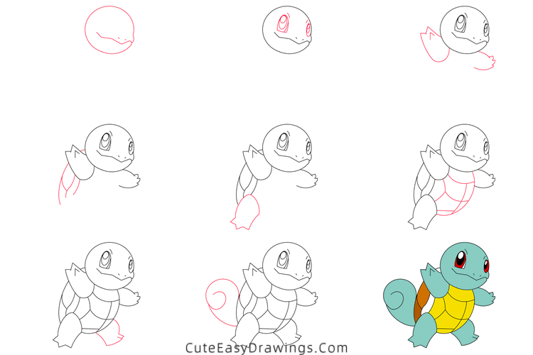 how to draw squirtle from pokemon - www.cuteeasydrawings.com