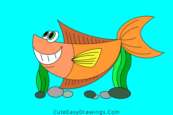 how to draw a sea fish - www.cuteeasydrawings.com