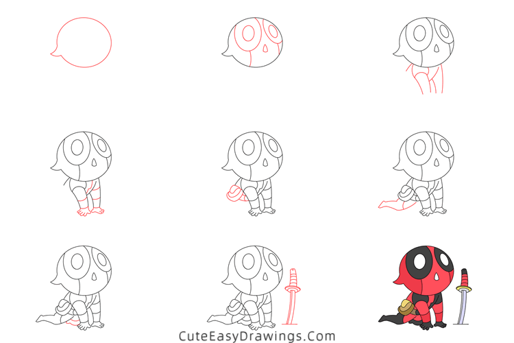 how to draw deadpool - www.cuteeasydrawings.com