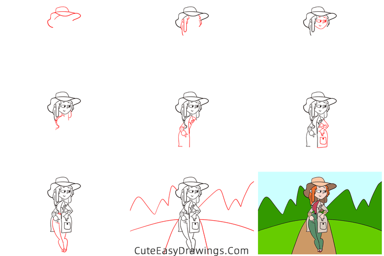 how to draw a traveler - www.cuteeasydrawings.com