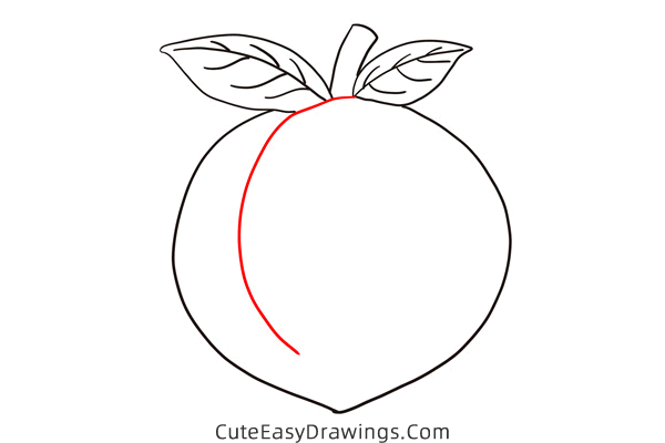 how to draw a peach - www.cuteeasydrawings.com