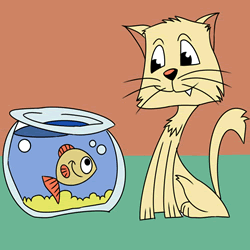 How to Draw a Cat and Fish Step by Step