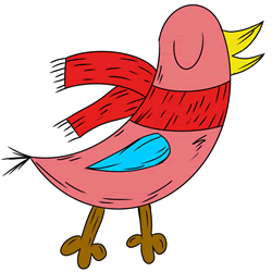 How to Draw a Bird in Winter Step by Step