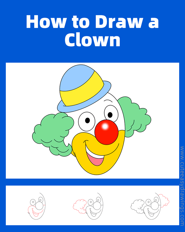 how to draw a clown head - www.cuteeasydrawings.com