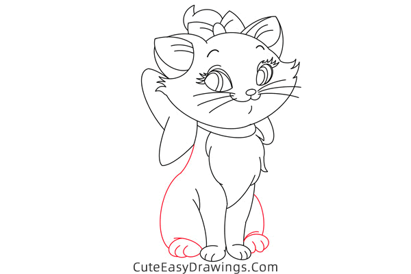 how to draw marie from the aristocats - www.cuteeasydrawings.com