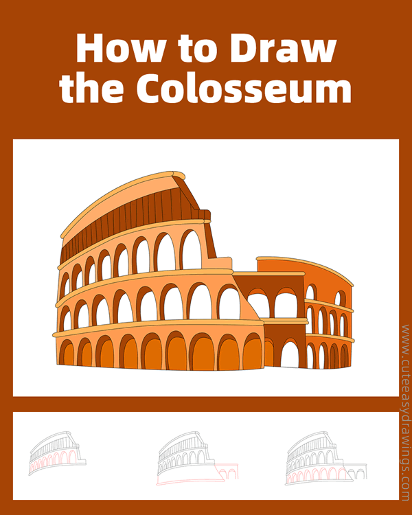 how to draw the colosseum - www.cuteeasydrawings.com
