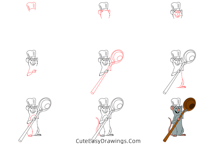 how to draw remy from ratatouille - www.cuteeasydrawings.com