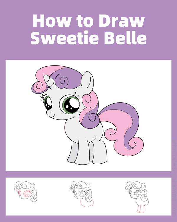 how to draw sweetie belle from my little pony - www.cuteeasydrawings.com