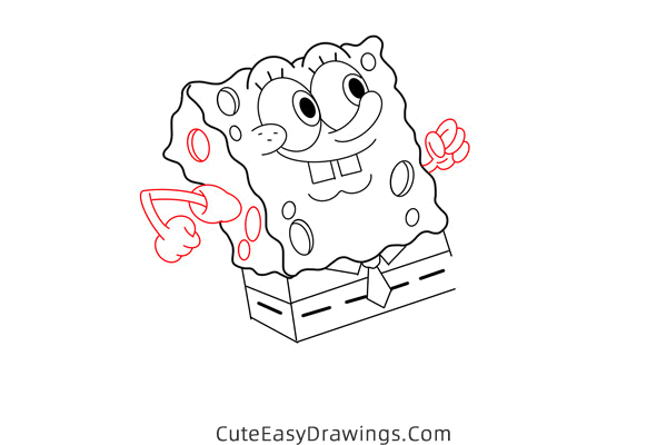 how to draw spongeBob squarePants running - www.cuteeasydrawings.com