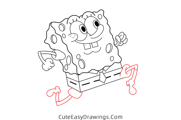 how to draw spongeBob squarePants running - www.cuteeasydrawings.com