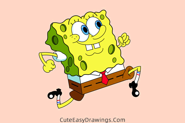 how to draw spongeBob squarePants running - www.cuteeasydrawings.com
