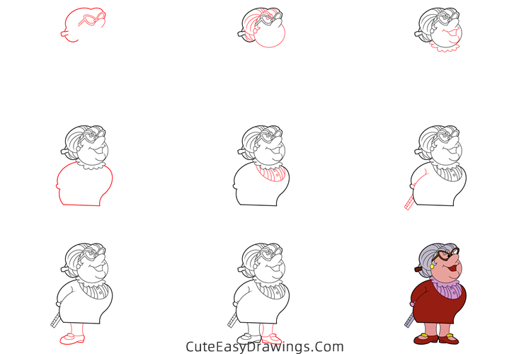 how to draw the teacher from frosty the snowman - www.cuteeasydrawings.com