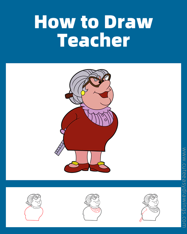 how to draw the teacher from frosty the snowman - www.cuteeasydrawings.com