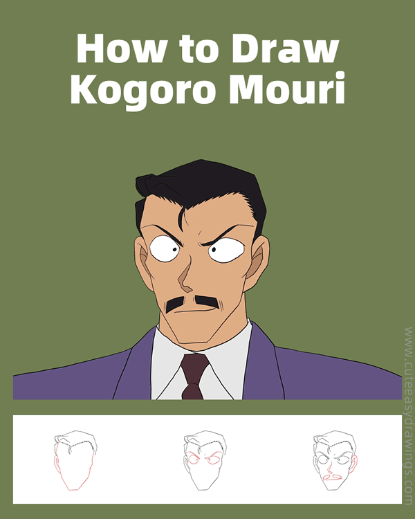 how to draw kogoro mouri from detective conan - www.cuteeasydrawings.com