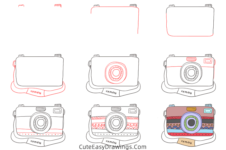 how to draw a camera - www.cuteeasydrawings.com
