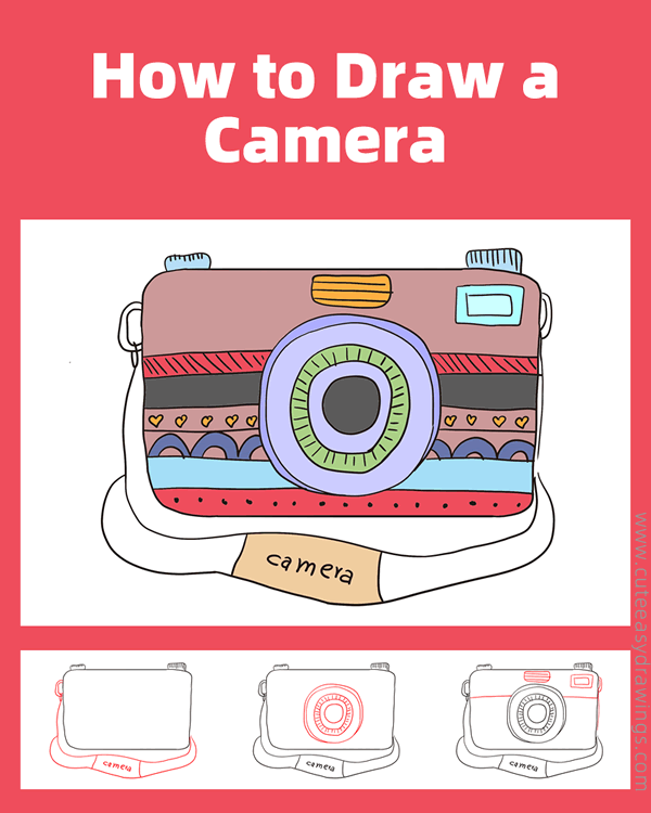 how to draw a camera - www.cuteeasydrawings.com