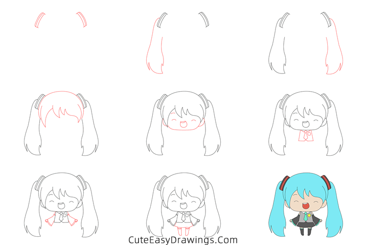 how to draw hatsune miku - www.cuteeasydrawings.com