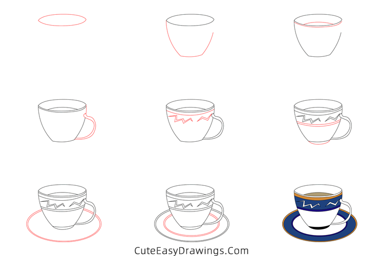 how to draw a teacup - www.cuteeasydrawings.com