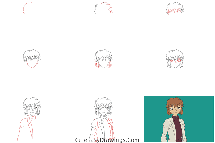 how to draw shiho miyano from detective conan - www.cuteeasydrawings.com