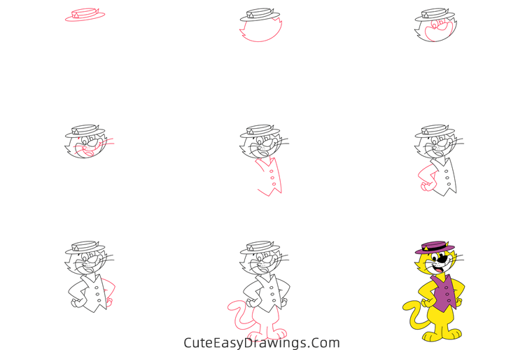 how to draw top cat - www.cuteeasydrawings.com