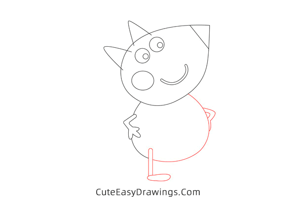 how to draw freddy fox from peppa pig - www.cuteeasydrawings.com