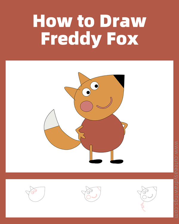 how to draw freddy fox from peppa pig - www.cuteeasydrawings.com